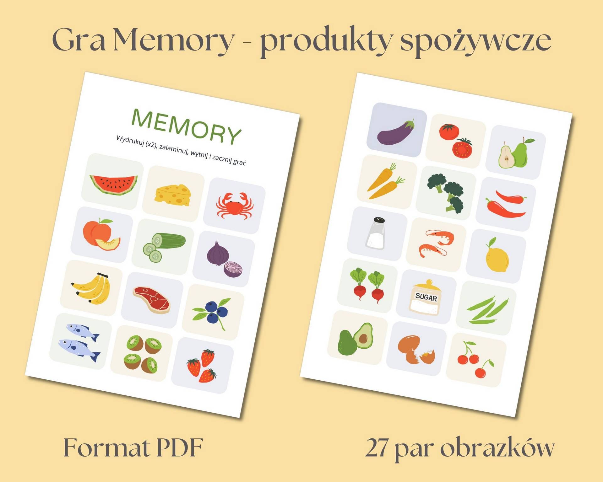 Gra Memory – produkty spożywcze